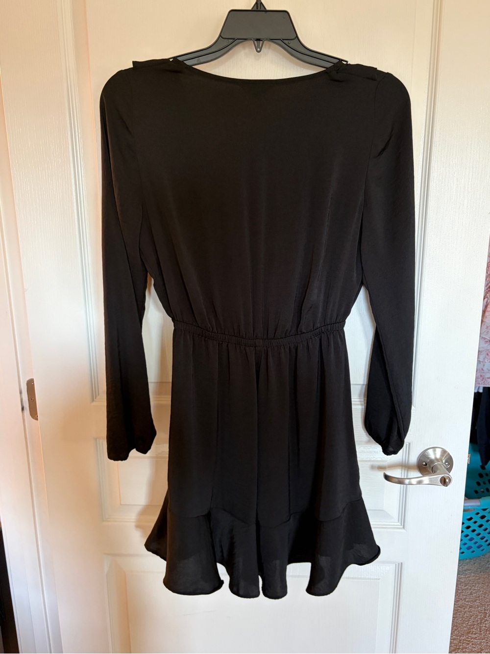 Express Black Mini Wrap-style Ruffle Dress - Picture 3 of 3